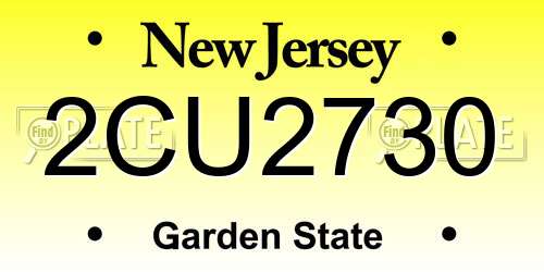2CU2730 New Jersey License Plate