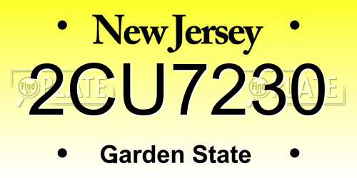 2CU7230 New Jersey License Plate