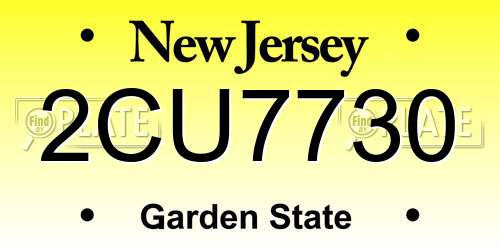 2CU7730 New Jersey License Plate