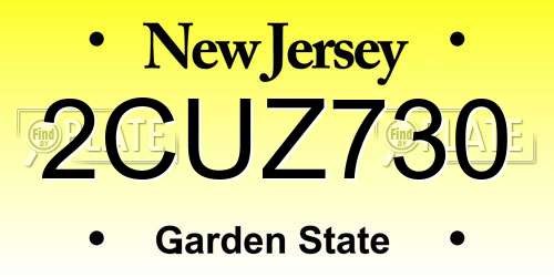 2CUZ730 New Jersey License Plate