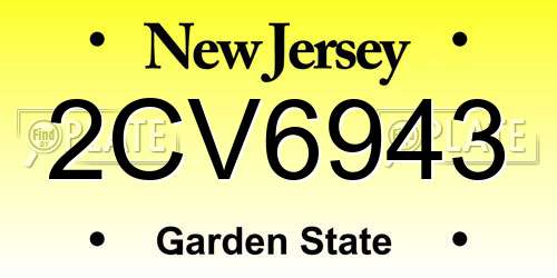 2CV6943 New Jersey License Plate