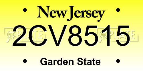 2CV8515 New Jersey License Plate