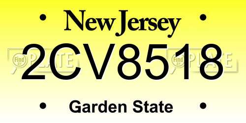 2CV8518 New Jersey License Plate