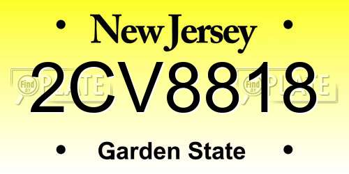 2CV8818 New Jersey License Plate
