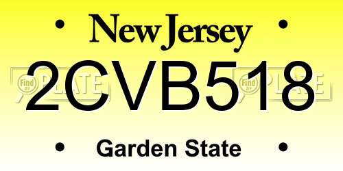 2CVB518 New Jersey License Plate