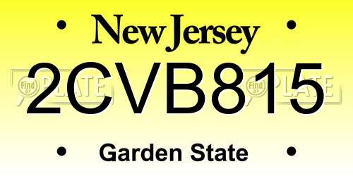 2CVB815 New Jersey License Plate
