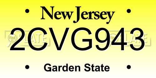 2CVG943 New Jersey License Plate