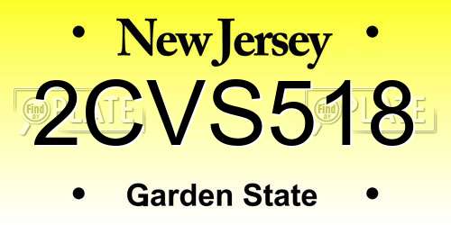 2CVS518 New Jersey License Plate