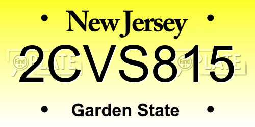2CVS815 New Jersey License Plate