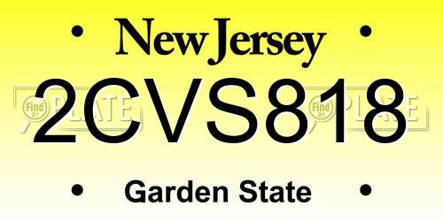 2CVS818 New Jersey License Plate