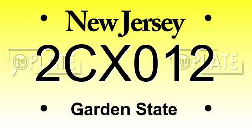 2CX012 New Jersey License Plate