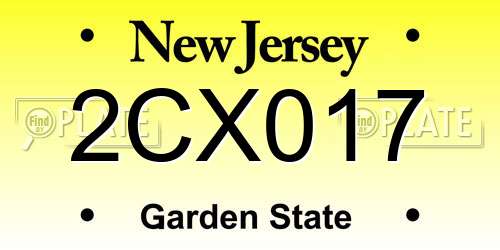 2CX017 New Jersey License Plate