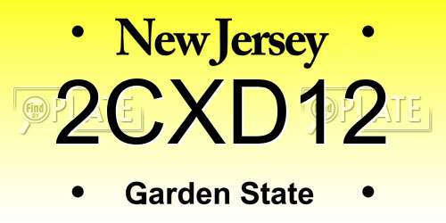 2CXD12 New Jersey License Plate