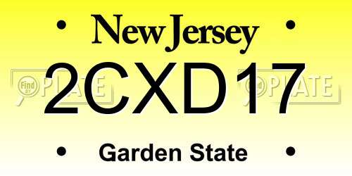 2CXD17 New Jersey License Plate