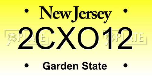 2CXO12 New Jersey License Plate