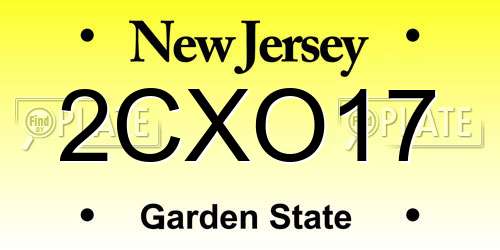 2CXO17 New Jersey License Plate