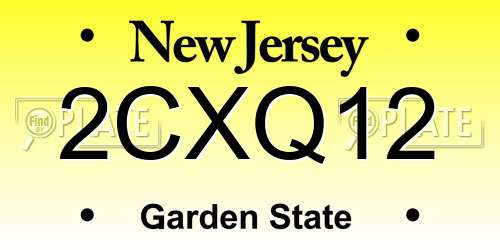 2CXQ12 New Jersey License Plate