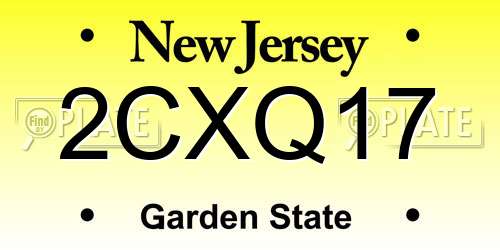 2CXQ17 New Jersey License Plate
