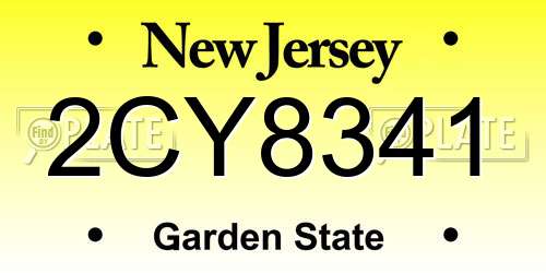2CY8341 New Jersey License Plate