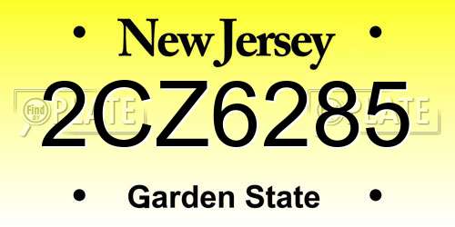 2CZ6285 New Jersey License Plate