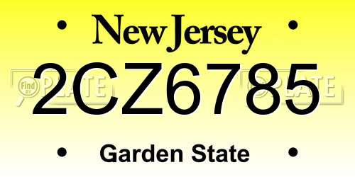 2CZ6785 New Jersey License Plate