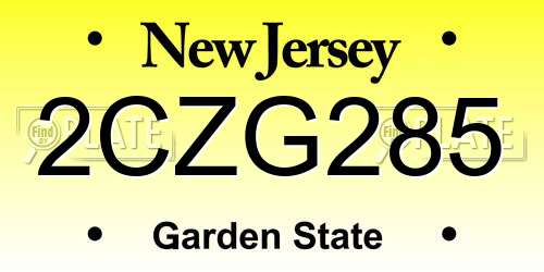 2CZG285 New Jersey License Plate