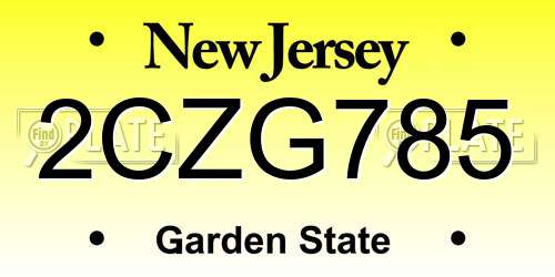 2CZG785 New Jersey License Plate