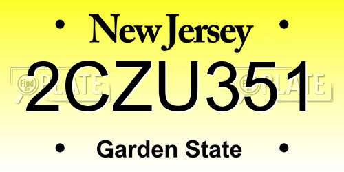 2CZU351 New Jersey License Plate