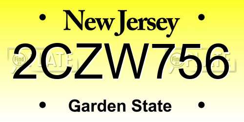 2CZW756 New Jersey License Plate