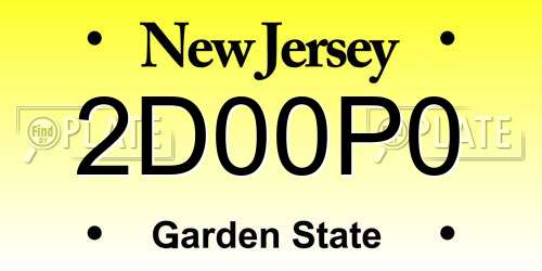 2D00P0 New Jersey License Plate