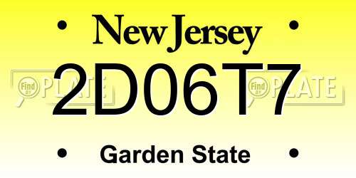 2D06T7 New Jersey License Plate