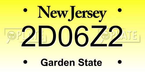 2D06Z2 New Jersey License Plate