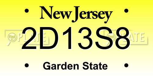 2D13S8 New Jersey License Plate