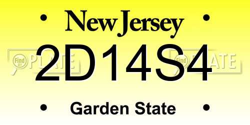 2D14S4 New Jersey License Plate