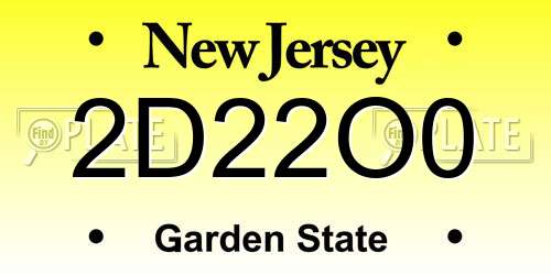 2D22O0 New Jersey License Plate
