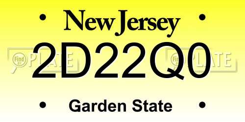2D22Q0 New Jersey License Plate