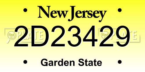 2D23429 New Jersey License Plate