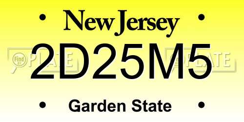 2D25M5 New Jersey License Plate