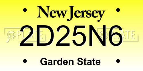 2D25N6 New Jersey License Plate