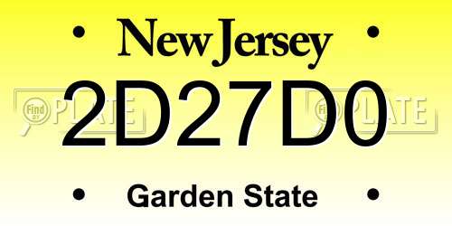 2D27D0 New Jersey License Plate