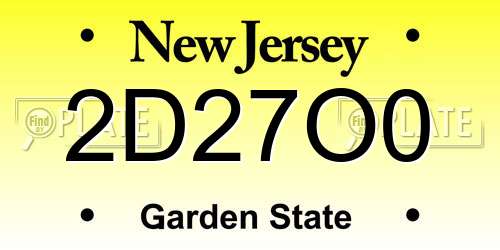 2D27O0 New Jersey License Plate