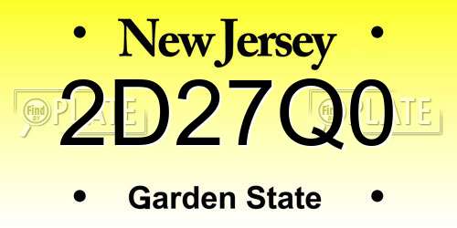 2D27Q0 New Jersey License Plate