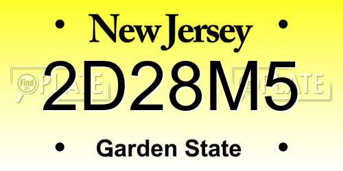 2D28M5 New Jersey License Plate