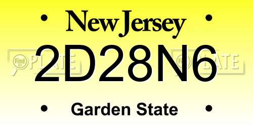 2D28N6 New Jersey License Plate
