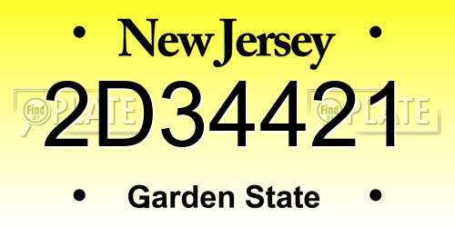 2D34421 New Jersey License Plate
