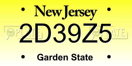 2D39Z5 New Jersey License Plate