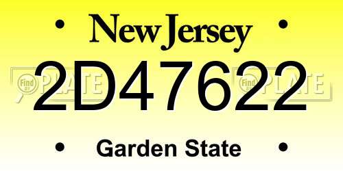2D47622 New Jersey License Plate