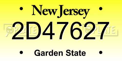 2D47627 New Jersey License Plate