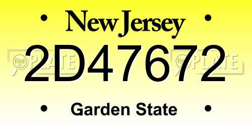2D47672 New Jersey License Plate