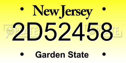 2D52458 New Jersey License Plate